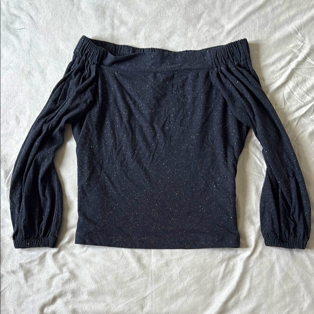 LOFT Black Ruffled Top